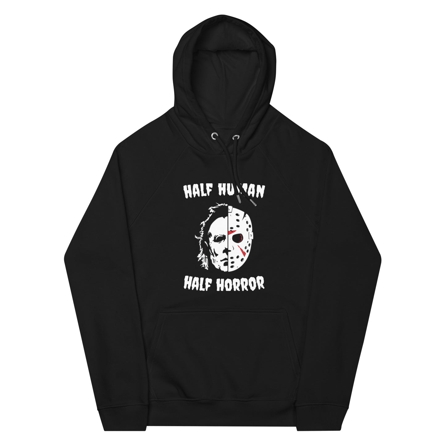 Half horror Unisex eco raglan hoodie